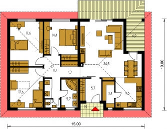 Grundriss des Erdgeschosses - BUNGALOW 198